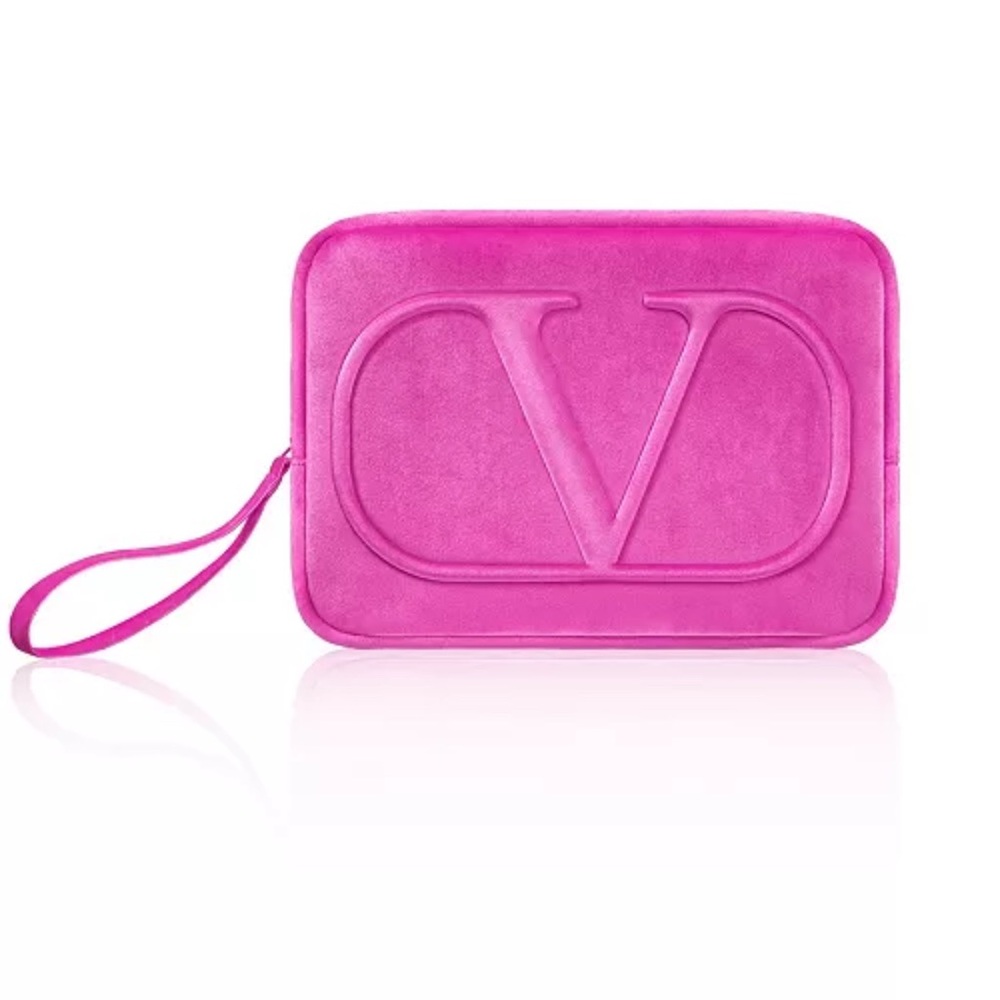 Valentino Magenta / Pink Velvet Wristlet / Pouch NEW / UNOPENED